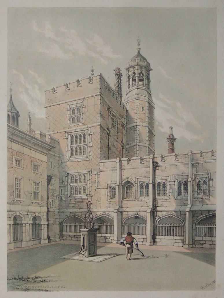Lithograph - The Inner Quadrangle - Cloisters. - Dolby